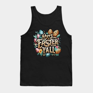 HapEaster Yall Bunny Lettered Leopard Easter-Day Tank Top